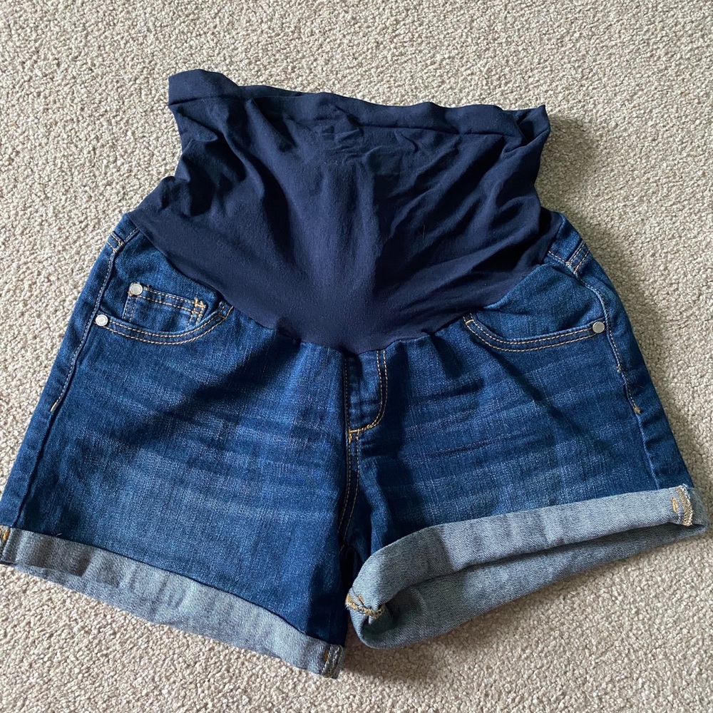 Indigo blue maternity Jean shorts
